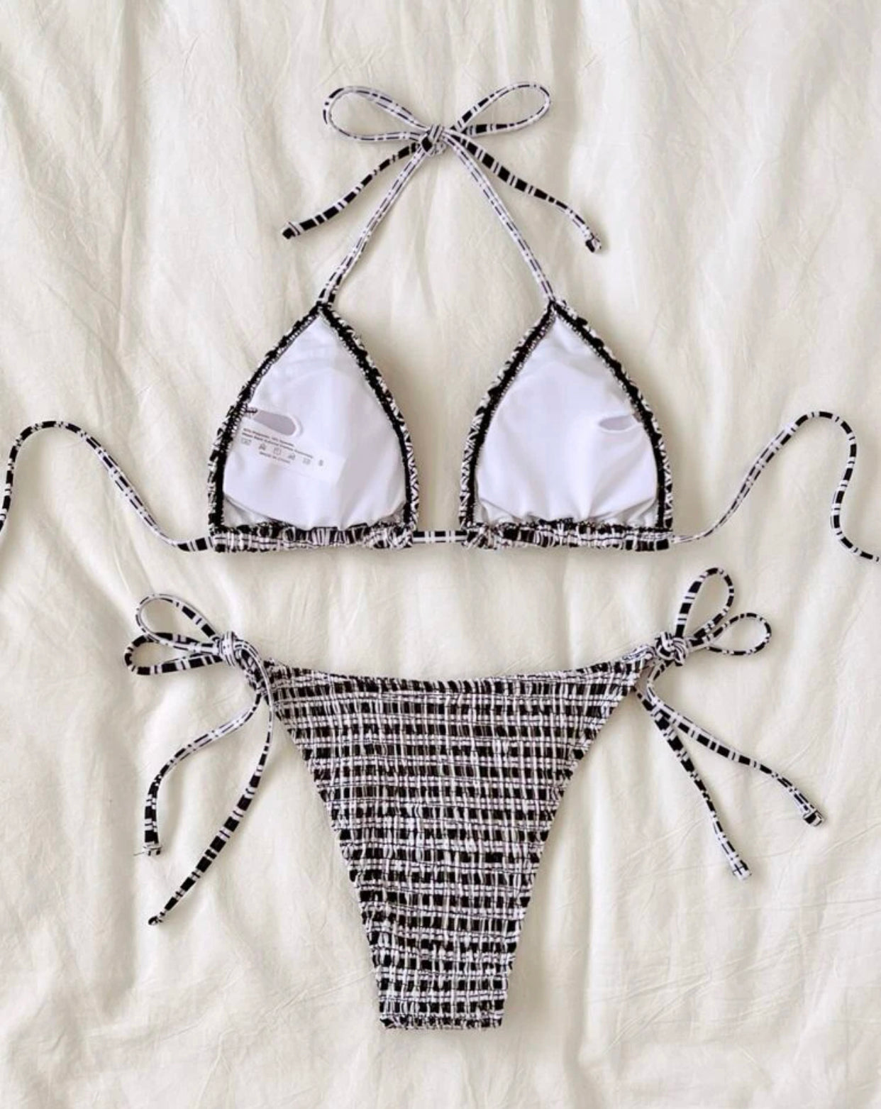 Smock halter triangle bikini swimsuit