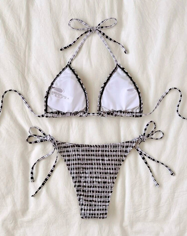 Smock halter triangle bikini swimsuit