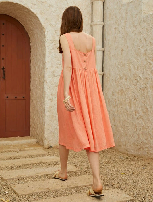 Solid button detail cami dress