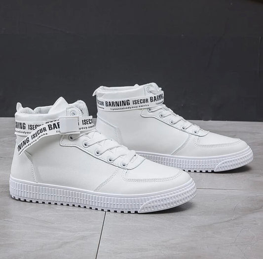 Men’s letter patch lace up front high top skate shoes