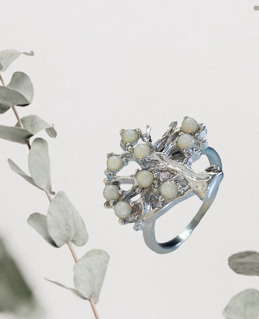 Opal inspired tree decor ring. Size 8.
