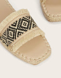 Geo graphic fringe detail slide sandals