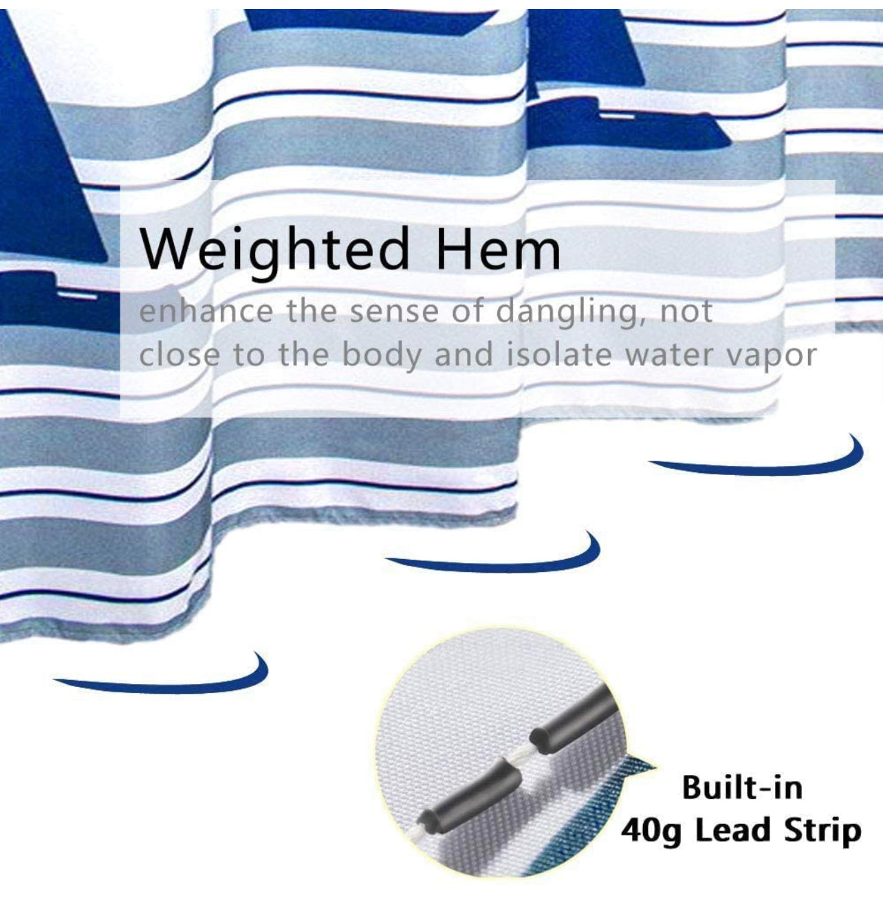 Shower Curtain, Blue and White Nautical Fabric Shower Curtain, Weighted Hem & Washable Sailboat Bathroom Curtains with 14 Hooks (72x72 Inch)