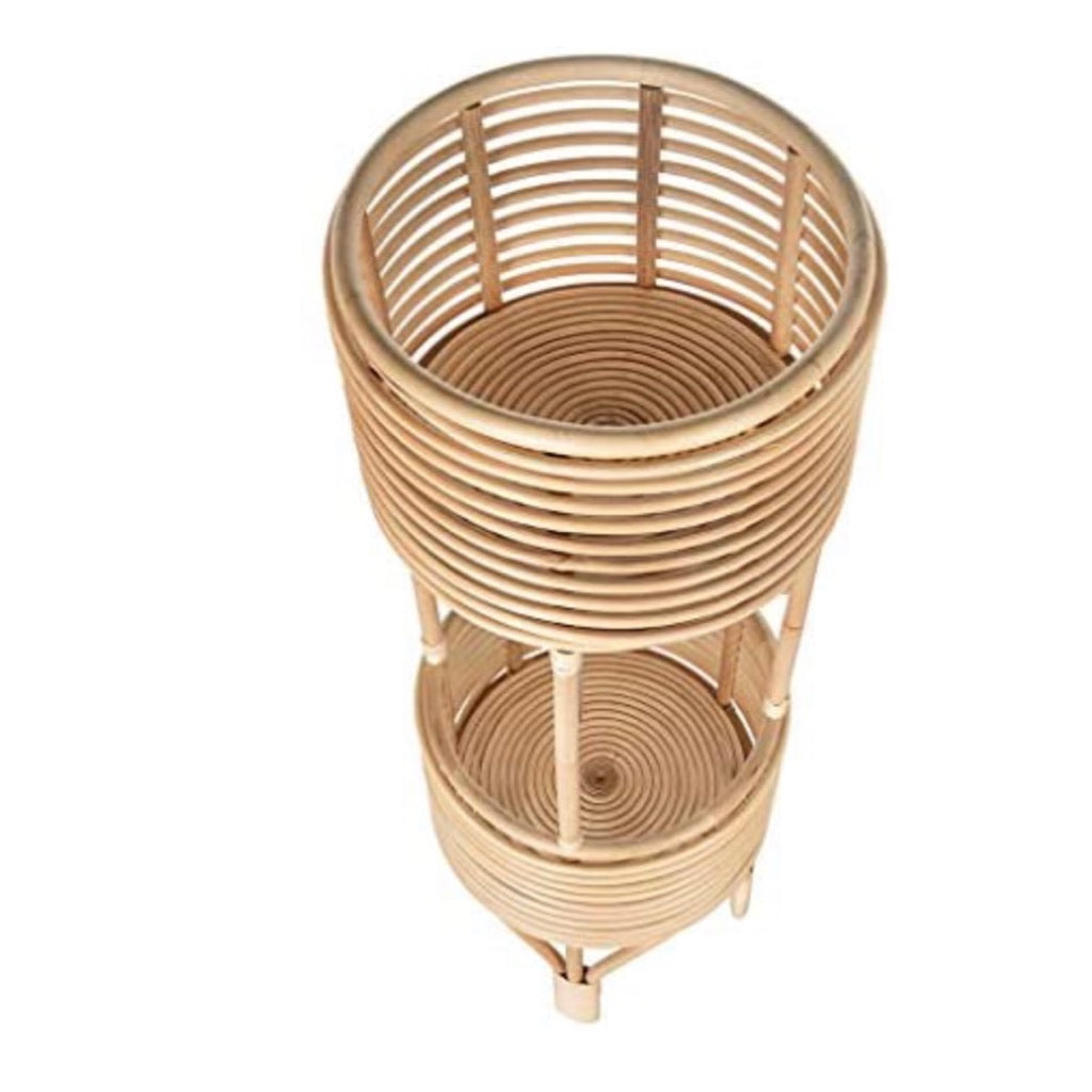 Rattan Indoor Two-Tier Plant Stand, Natural Planter, Large, Brown - Christina’s unique boutique LLC