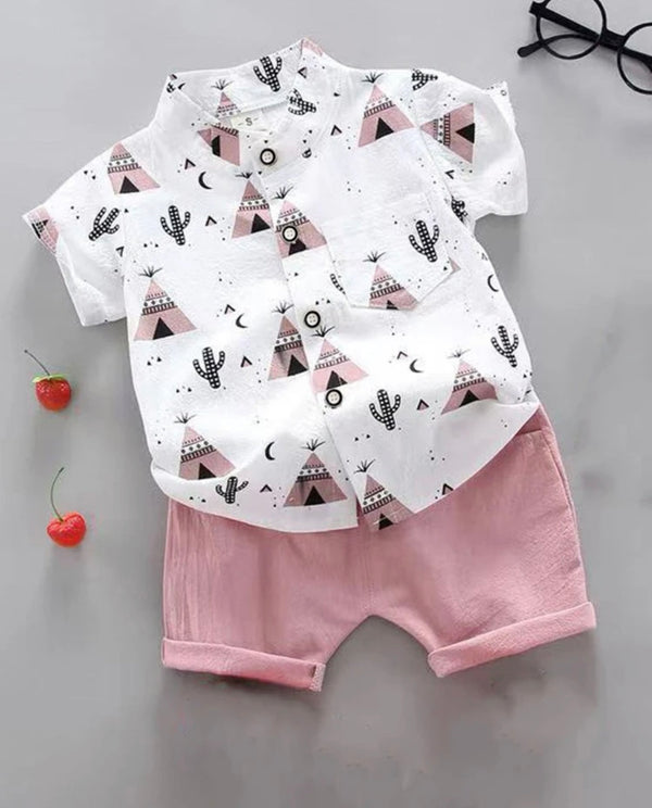 Toddler boys cactus print shirt & shorts set