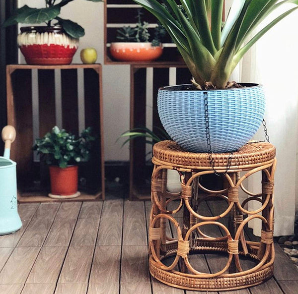 Indoor Rattan Plant Stands, Modern Boho Wicker Side Table for Gardening, Interior Decoration, Living Room, Entrance and Any Other Places, Natural - Christina’s unique boutique LLC