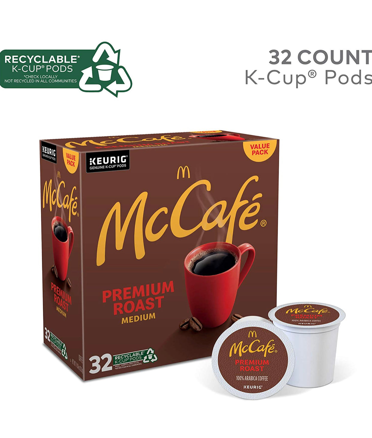 McCafe Premium Medium Roast K-Cup Coffee Pods (32 Pods)