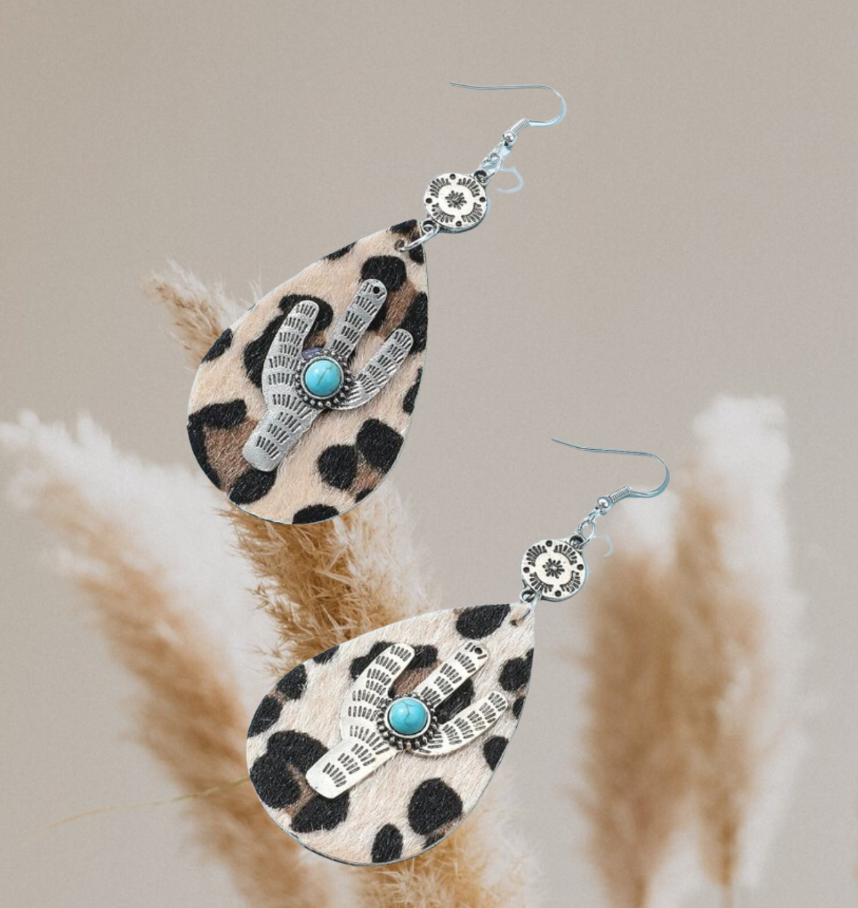 Leopard water-drop dangle earrings