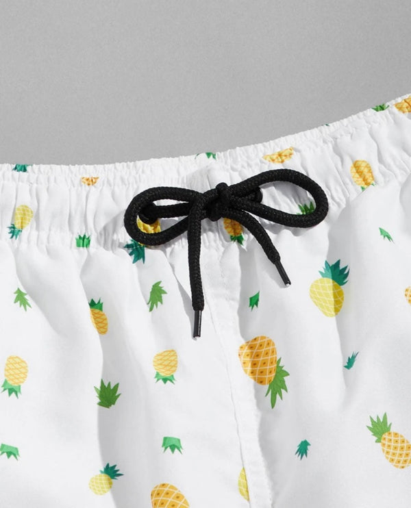 Men’s pineapple print swim trunks