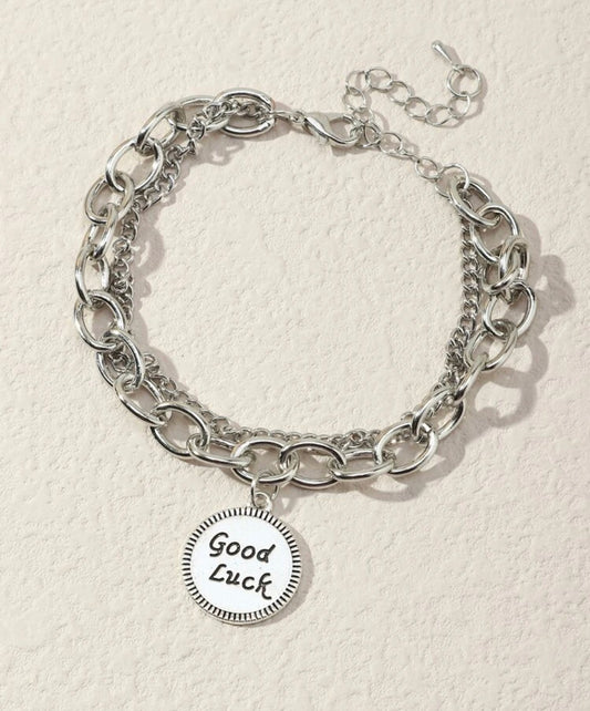 Girls letter decor round charm bracelet