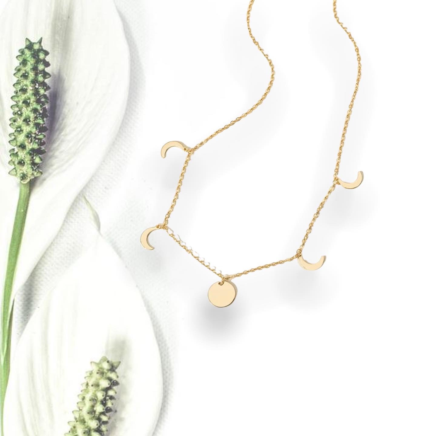 Crescent moon charm necklace