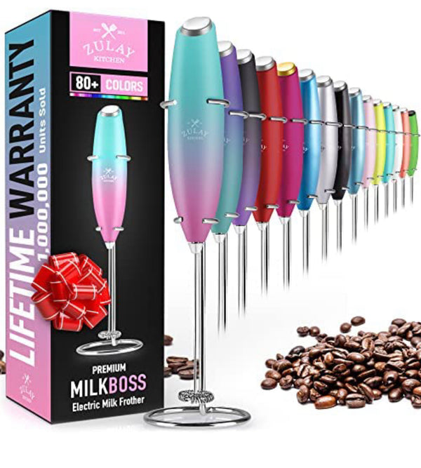 Zulay Original Milk Frother Handheld Foam Maker for Lattes