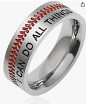 Men’s red stitching “I can do all things” baseball ring - Christina’s unique boutique LLC