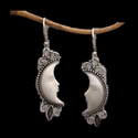 Silver moon design drop earrings