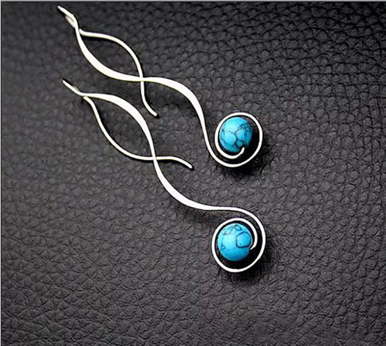 Unique abstract turquoise drop earrings.