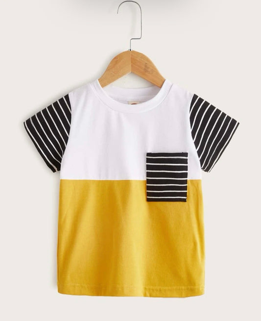 Toddler unisex color-block stripe tee