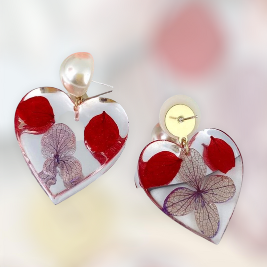 Dried flower decor drop earrings