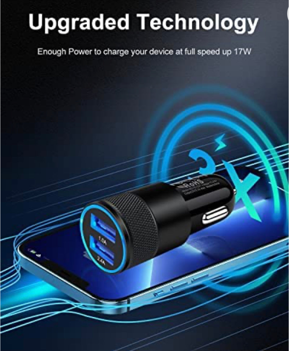 Car Charger, [2Pack] Fast Charge Dual Port USB Lighter Adapter