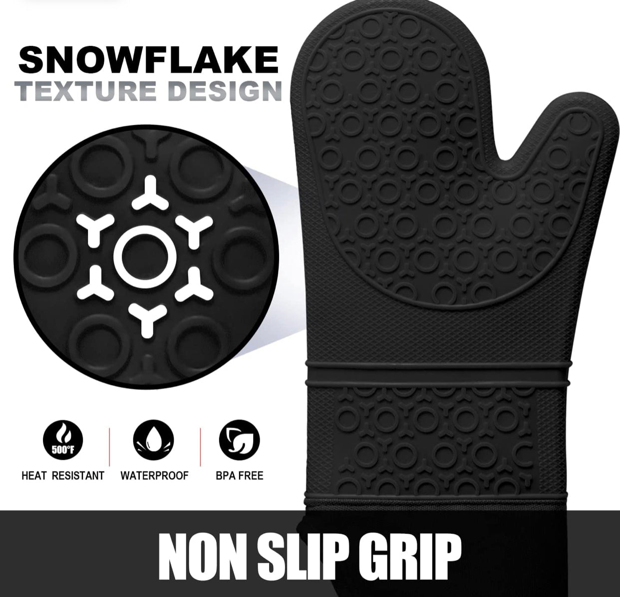 Heat Resistant Silicone Extra Long Oven Mitts and Pot Holders