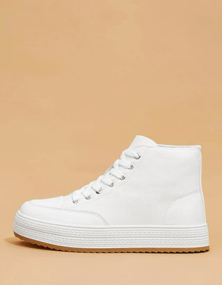 Minimalist high top lace-up front canvas shoes