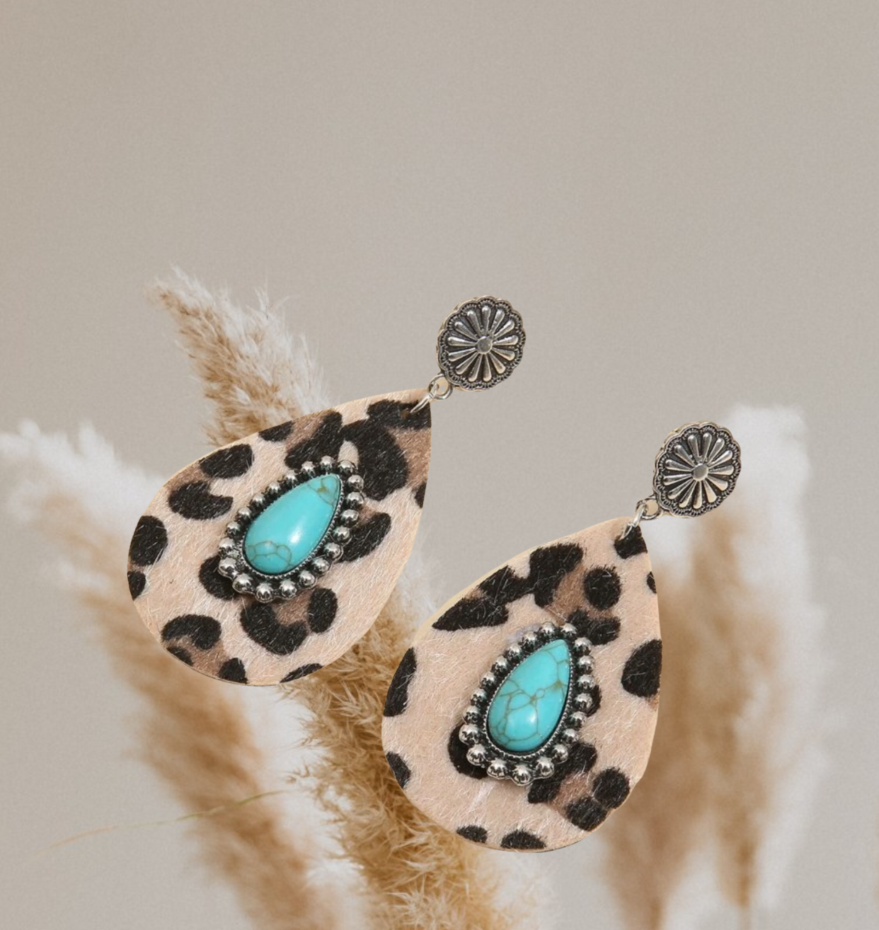 Turquoise decor drop earrings