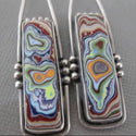 Retro oblong fordite geometric colorful glazed marble dangle earrings. - Christina’s unique boutique LLC