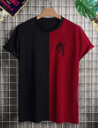 Men’s two tone floral embroidered tee