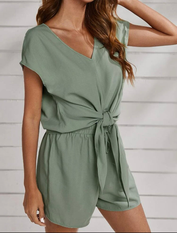 Tie front dolman sleeve top & shorts