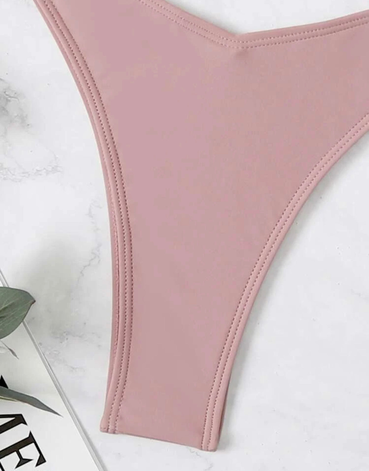 Dusty pink solid underwire high cut bikini swimsuit