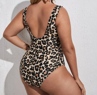 Leopard tie print front one piece swimsuit - Christina’s unique boutique LLC