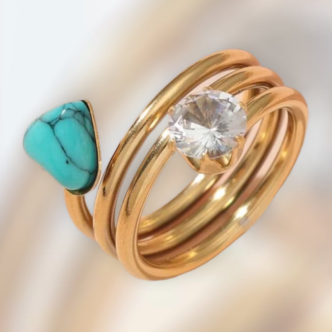 Rhinestone decor gold plated ring - Christina’s unique boutique LLC