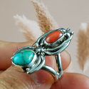 Unique spider coral and turquoise inspired statement rings.