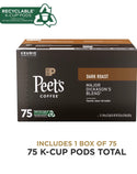 Peet's Coffee, Dark Roast K-Cup Pods for Keurig Brewers - Major Dickason's Blend 75 Count (1 Box of 75 K-Cup Pods) Packaging May Vary