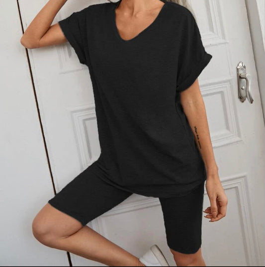 Solid tee with biker shorts - Christina’s unique boutique LLC