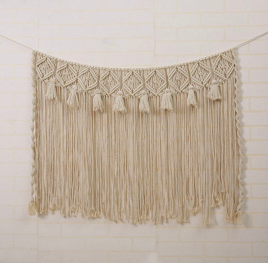 Cream macrame wall tapestry with tassels - Christina’s unique boutique 