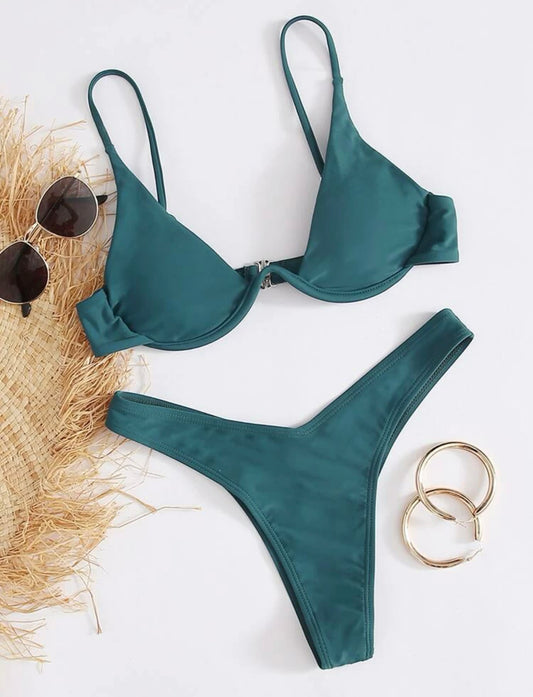 Underwire high leg bikini swimsuit