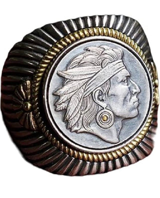 Indian Chief Ring for Men, Native American Indian Chief Head Ring