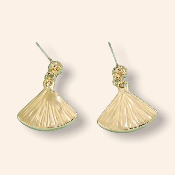 Fan charm drop earrings