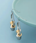 Simple design two tone drop earrings