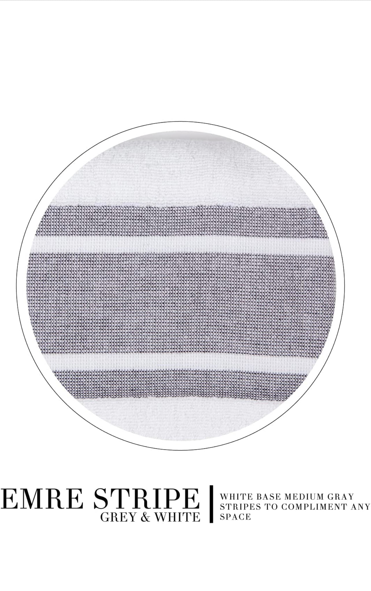 Towel Sheet in White with Grey Stripes