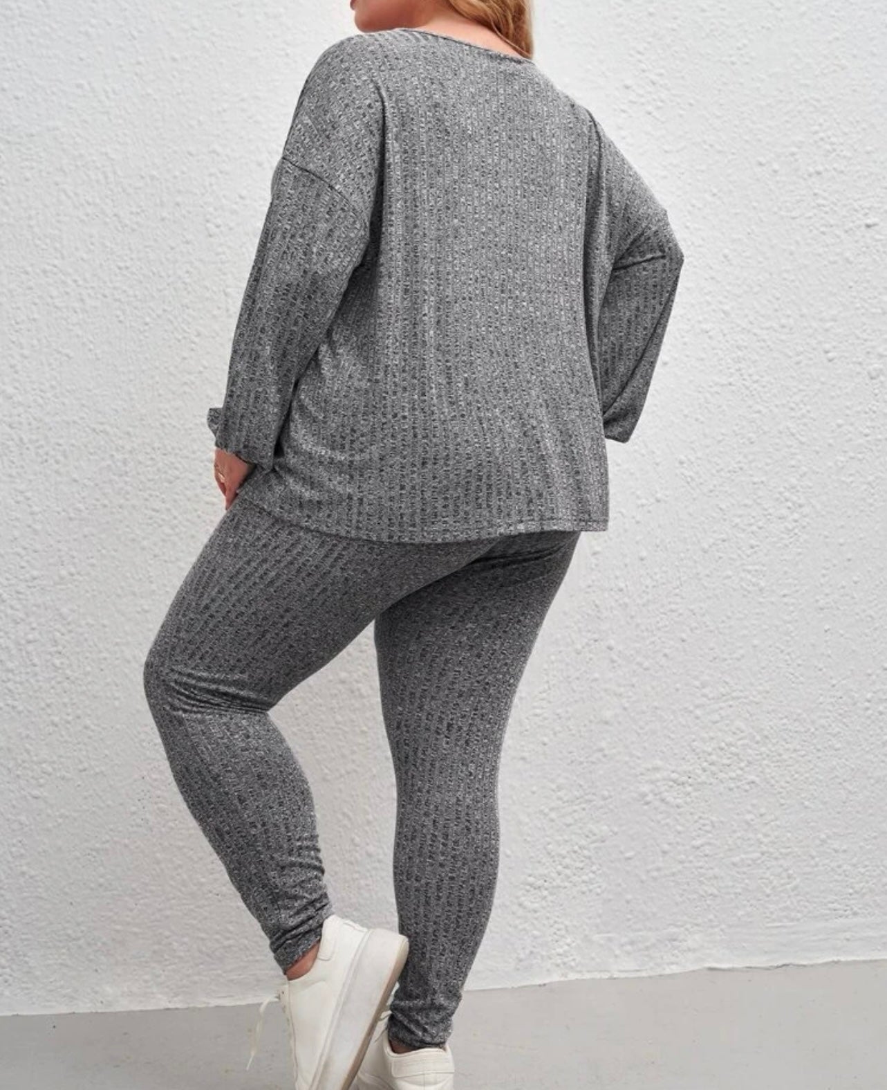 Maternity drop shoulder rib-knit tee and leggings set