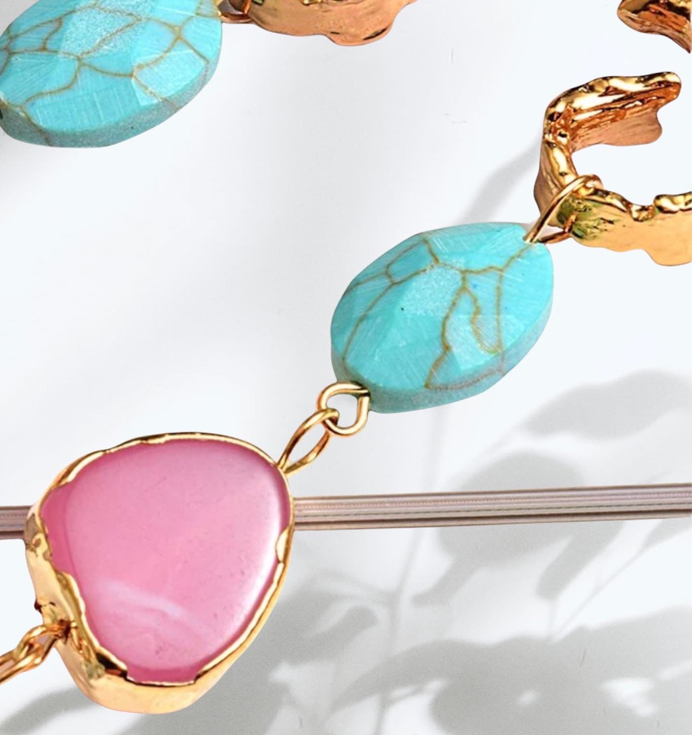 Colorful Long Irregular Natural Stone Earrings High-quality Handmade Drop Earrings.