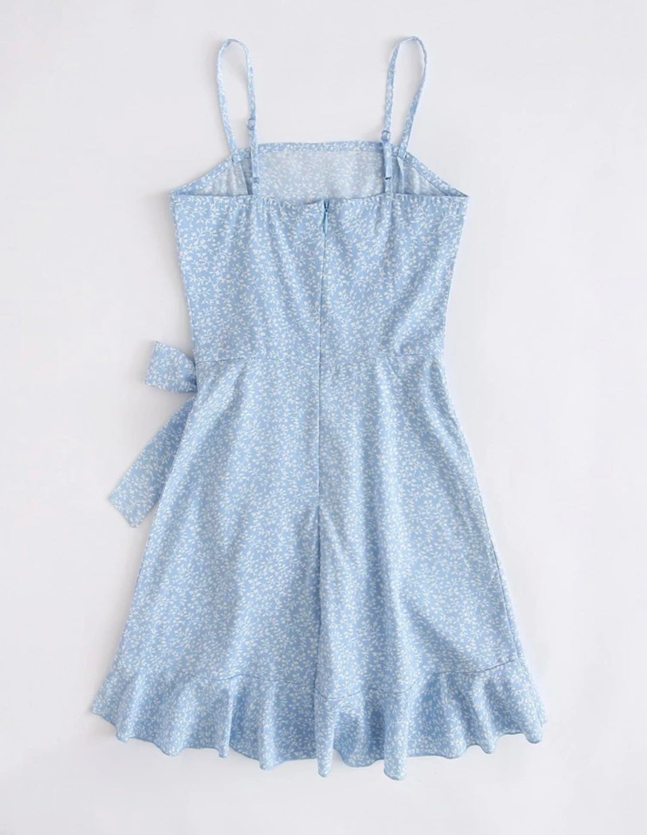 Girls Ruffle Trim Tie Side Ditsy Floral Slip Dress