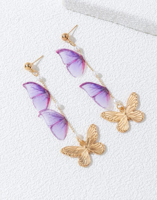 Faux pearl decor butterfly drop earrings
