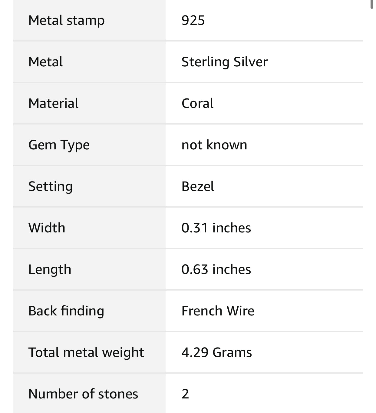 Natural Coral Drop Earrings in Sterling Silver