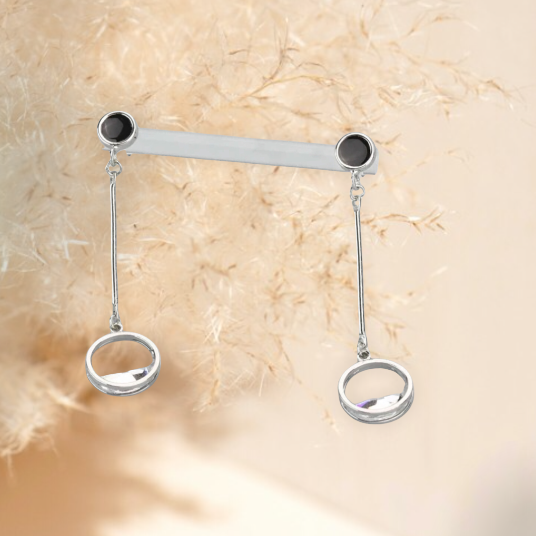 Zircon decor round drop earrings