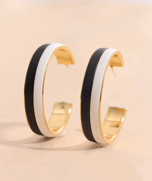 Two tone open hoop earrings