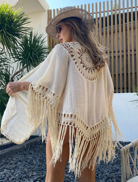 Fringe hem kimono
