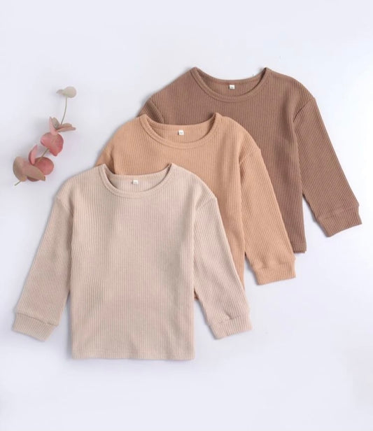 Toddler Boys 3pcs Solid Waffle Knit Tee