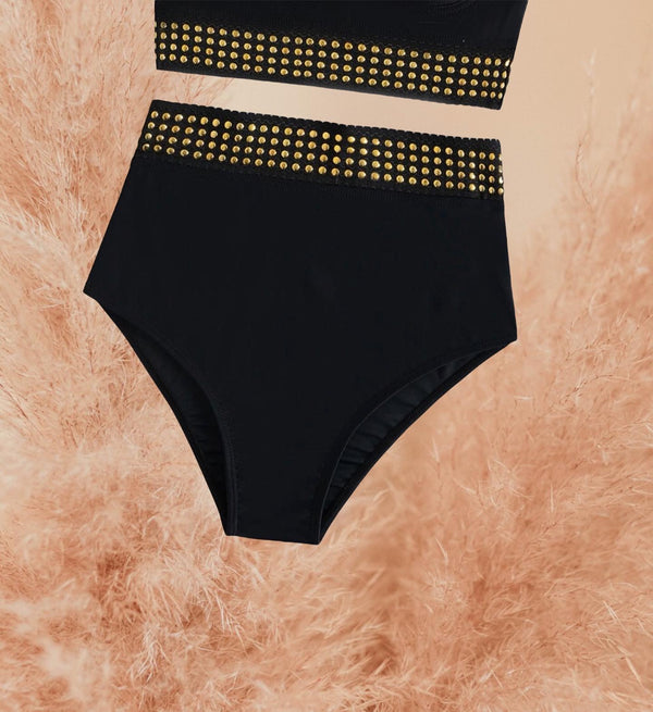 Rivet studded underwire bikini swimsuit